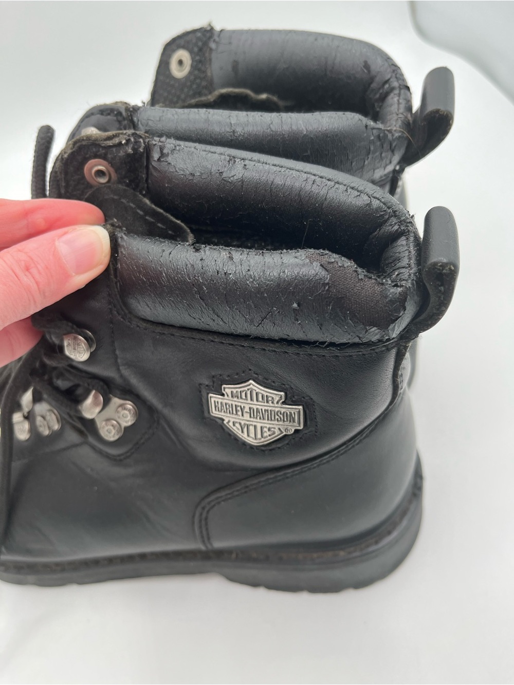 Harley-Davidson Black Boots with Orange Logo Patch - Picture 10 of 11